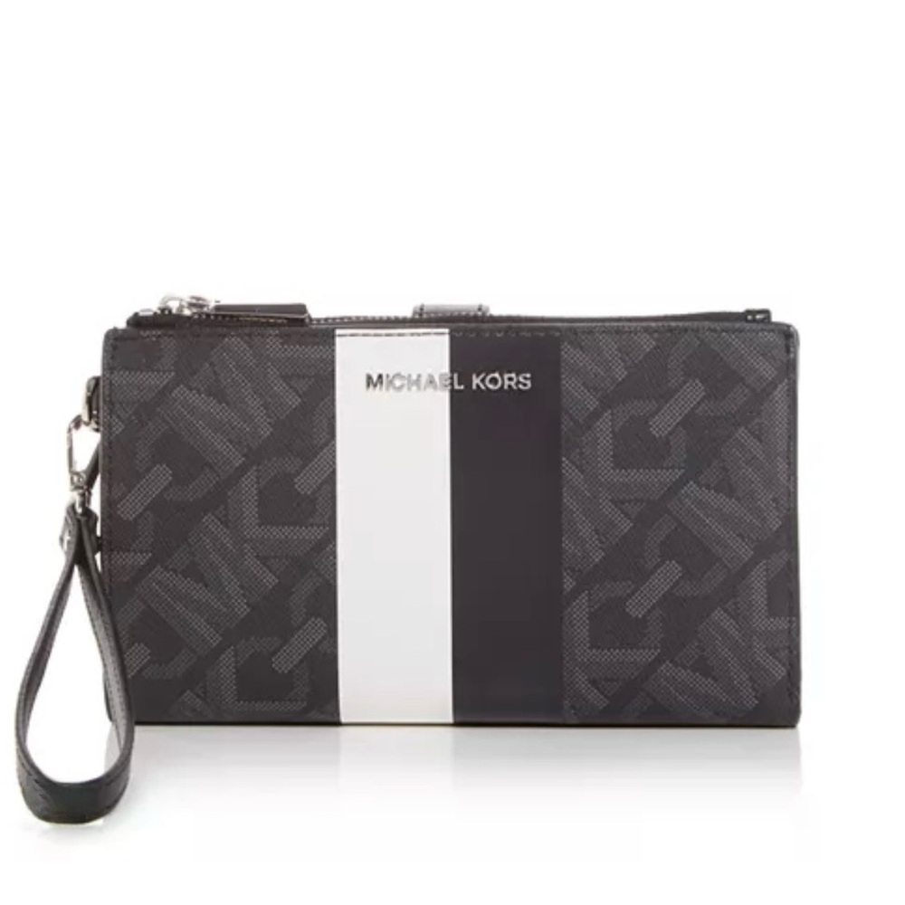 Michael Kors Signature Print Double Zip Smartphone Wristlet